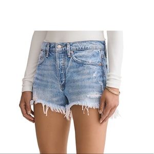 Agolde, Parker Vintage Frayed-Hem Denim Shorts, Size 26